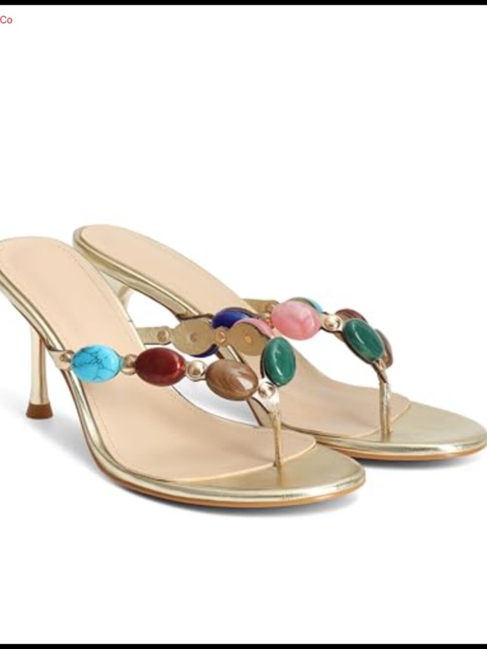 Jeweled Strappy Open Toe Stiletto Heeled Thong Sandals Slip On Dress Shoes